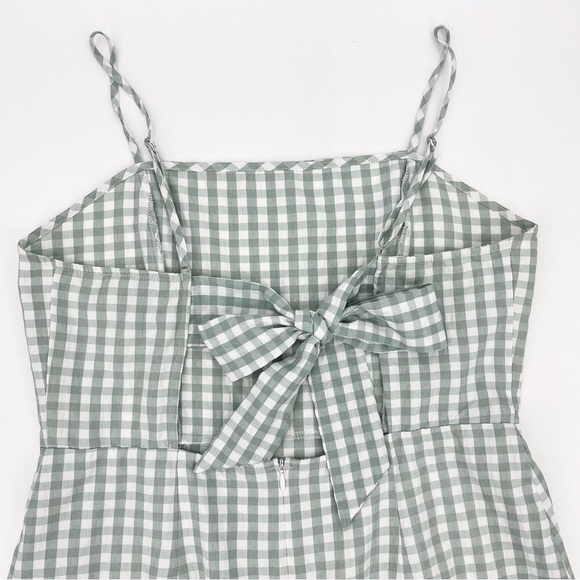 Sky & Sparrow Green Gingham Lightweight Open Tie-Back Mini Slip Dress Size XL - Picture 7 of 10